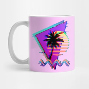 Vaporwave Palm Sunset 80s 90s Retro Glitch Aesthetic Mug